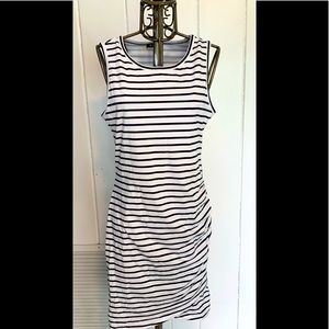 Black and white striped body con dress